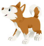 Husky Puppy Red and White